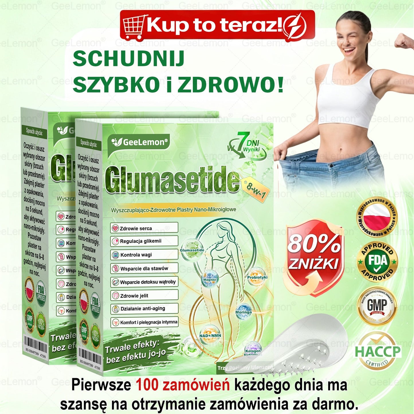 Oficjalny Sklep | 👩‍⚕️🎁 𝐆𝐞𝑒𝐿𝑒𝐦𝐨𝐧® 𝐆𝐥𝐮𝐦ase𝐭𝐢𝐝𝐞 𝟖 𝐰 𝟏 Smukły i Zdrowy Nano Plaster z Mikronakłuciami 🇵🇱(Tylko raz dziennie, widoczne zmiany już w 7 dni)✅ Na otyłość, 🅛🅞🅞🅢🅔 🅢🅚🅘🅝 wiotką skórę, cukrzycę, bezdech senny, problemy ze stawami i wiele więcej pltp03